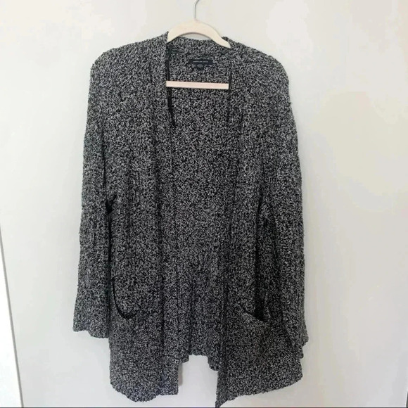 American Eagle Slouchy Oversized Black and Grey Marled Cardigan Medium - Picture 1 of 7